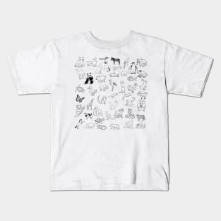 Many different stick figure animals Kids T-Shirt